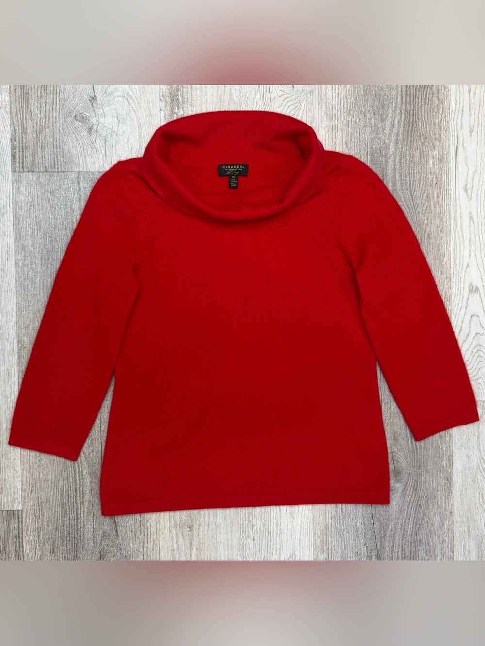 Charter Club Cashmere Vibrant Red Tomato Cowl Neck Sweater Women’s Size M EUC